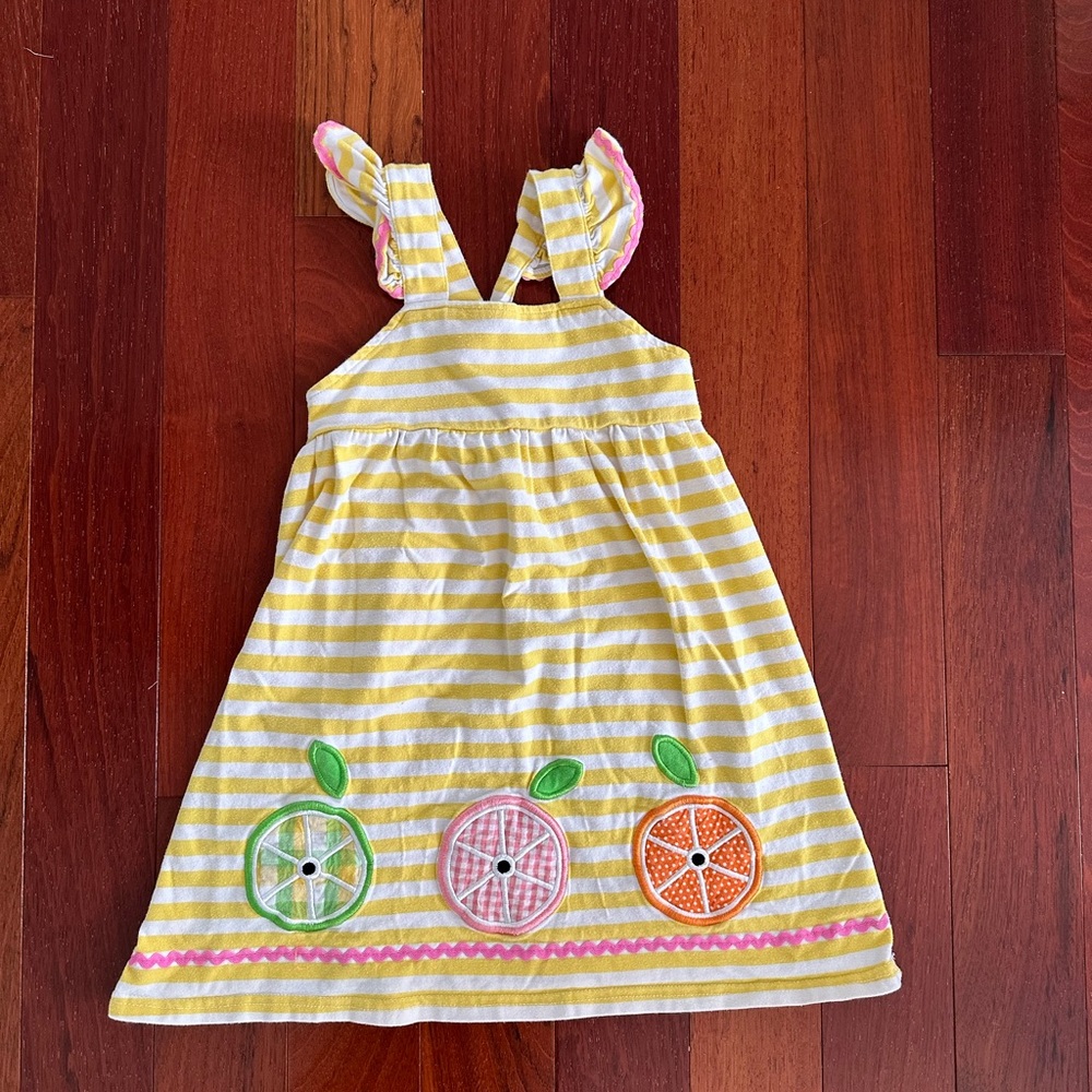 Classic Whimsy 4T Yellow Striped Citrus Knit Dress
